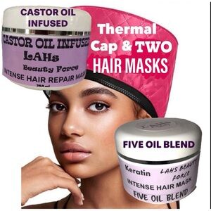 2 Hair Masks and Thermal Warmer cap TRIO